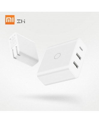 XIAOMI ZMI HA832 65W USB Wall Phone Charger for iPhone Huawei MacBook Fast Travel Power Adapter with 3 Ports 110-240V US Plug