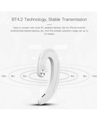 BT Wireless Headphones with Microphone Bone Conduction Ear-hook Painless Hanging Headset Stereo Music Hands-free Calls Noise Cancelling Earphone