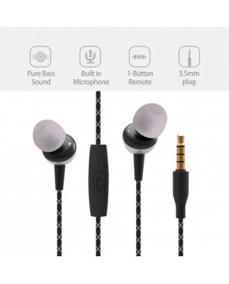 sosnsky T-300 Earphone Universal In-Ear Earbud Wired Hybrid Driver Earphone 3.5mm Bass Sound Microphone Noise Reduction Headphone for iPhone iPad Samsung Smart Phone