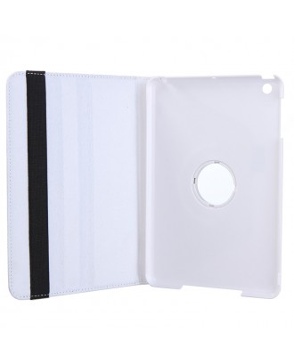 360 Degrees Rotating Protective Leather Case Skin Cover Stand for Apple iPad Mini White with Stylus Pen & Screen Protector & Cleaning Cloth
