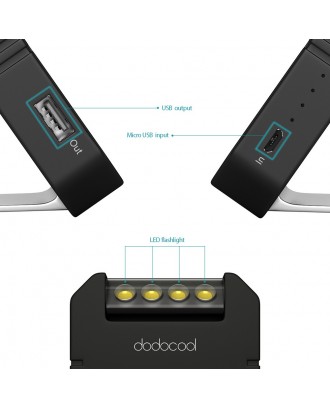 dodocool Portable 4200 mAh Solar Charger Power Bank External Battery Pack with 4 LED Flashlight Black