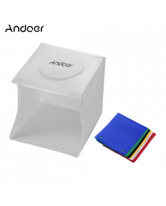 Andoer Portable Photo Studio LED Light Box Shooting Tent Mini Folding Photography Studio Softbox with 6 Colors Backdrops 2pc LED Strip with 40pcs Light Beads 6500K USB Cable for Jewellery Small Products Still Life Photography