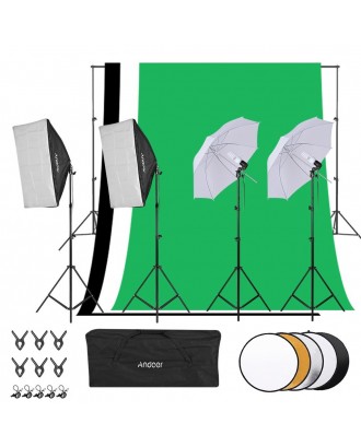 Andoer Photography Kit 1.8m*2.7m Black White Green Cotton Backdrops