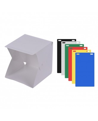 Portable DIY LED Studio Light Box Tent Kit Mini Foldable Photo Studio Softbox 6500K with Built-in 1pc LED Strip 6 Different Colors of Backdrops 5V 1A USB Input for Small Products Still Life