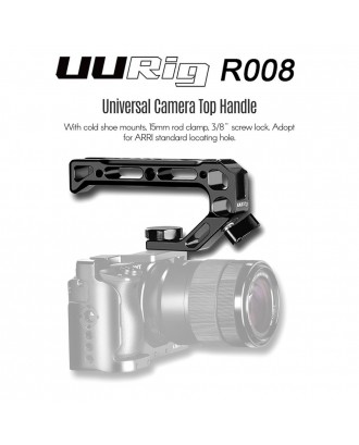 UURig R008 Universal Camera Top Handle Handgrip with Cold Shoe Mounts 15mm Rod Clamp 3/8 Inch Screw Lock Adopt for ARRI Standard Locating Hole for Microphone Lights Monitor for Camera Rig Cage