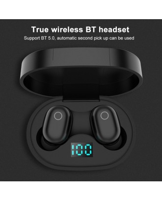 F2 TWS Stereo Wireless Headphones Mini Smart Bluetooth 5.0 In-Ear Headset with Mic Pick Up Automatic Pairing Earbuds LED Power Display