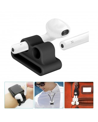 4in1 Silicone Protective Cover Compatible with Apple AirPods Charging Case Watch Band Holder Anti-lost Straps Earphone Protector Accessories