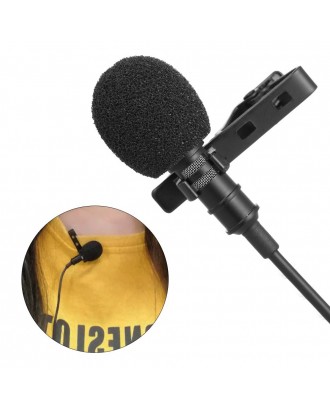 3.5mm Mini Collar Microphone 1.5m Wires Clip Lapel Microphone High Sensitivity Mic with Storage Bag for Smart Phone Laptop PC