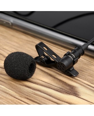 3.5mm Mini Collar Microphone 1.5m Wires Clip Lapel Microphone High Sensitivity Mic with Storage Bag for Smart Phone Laptop PC