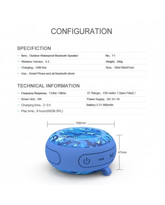 5W Wireless Bluetooth Outdoor Speaker IPX7 Waterproof Speakers TWS Stereo Bass Portable Sound Box Support TF Card