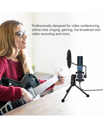 Yanmai SF-777 Desktop USB Microphone Condenser Microphone with Folding Stand Tripod P-o-p Filter for PC Video Recording
