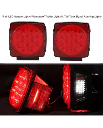 1Pair LED Submersible Square Lights Waterproof Trailer Light Kit Trailer Brake Stop Tail Turn Signal Running Lights