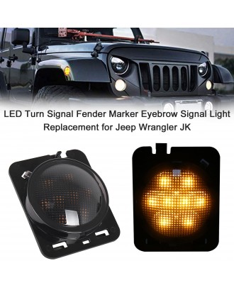 LED Turn Signal Fender Marker Flare Side Light Eyebrow Signal Light Smoke Lens Replacement for Jeep Wrangler JK 2007-2017