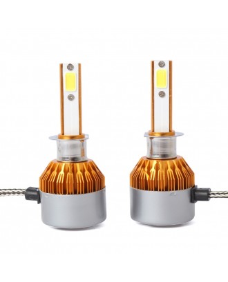 C6 Universal Automobile Headlight Gold Modified Lamp Kit Car LED Conversion COB Bulbs Lamps 6500K White Light