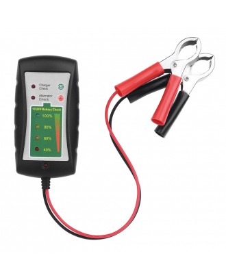 12V/24V DC Car Battery Clip Tester LED Alternator Diagnostic Tester, Check Battery Condition & Alternator Charging for Car Motorcycle
