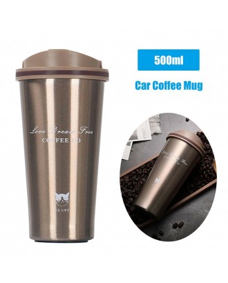 500ml Stainless Steel Car Coffee Cup Leakproof Insulated Thermal Thermos Cup Car Portable Travel Coffee Mug