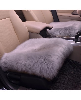 Car Seat Pad Vehicle Universal Wool Small Square Cushion without Backrest  Autumn Winter Keeping Warm Thickening Style Grey