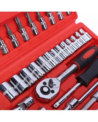 46pcs Car Mechanics Tool Set Ratchet Wrench Sleeve Suit Hardware Auto Car Repair Tools
