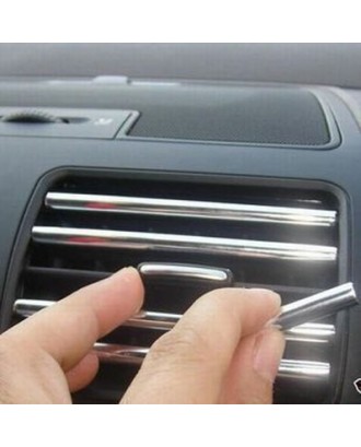 4M U Style DIY Car Interior Air Conditioner Outlet Vent Grille Chrome Decoration Strip Silvery
