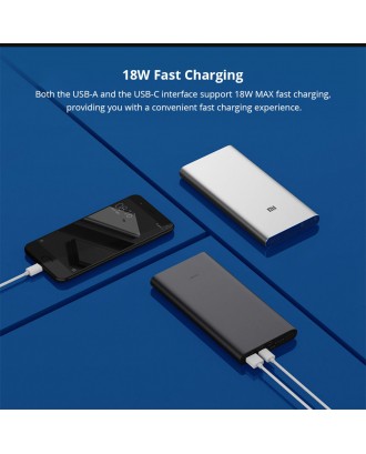 Xiaomi Mi3 10000mAh Power Bank USB-C Two-way Fast Charge - Silver