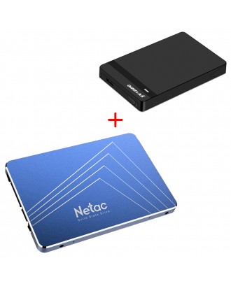 [Package A] Netac N600S 720GB SATA3 High Speed SSD (Blue) + Yvnne HD213 SATA To USB 3.0 External Hard Drive Enclosure Case (Black)