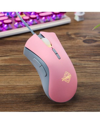 Ajazz AJ118 Wired Gaming Mouse 7 Keys Adjustable Up To 2400DPI - Pink