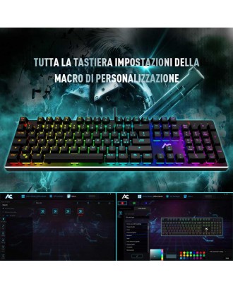ACGAM AG-109R 105 Keys RGB Mechanical Anti-Ghosting Gaming Keyboard Italian Layout Ergonomic Arc Full-Keyboard RGB Backlight - Black