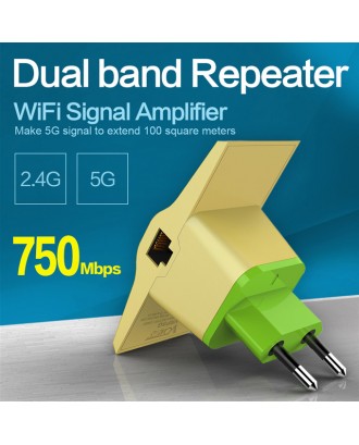 Vonets VRP5G WiFi Signal Amplifier 750Mbps 2.4GHz/5GHz Dual Band 802.11AC Repeater - EU PLUG