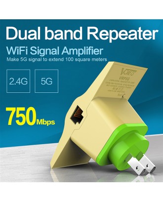 Vonets VRP5G WiFi Signal Amplifier 750Mbps 2.4GHz/5GHz Dual Band 802.11AC Repeater - US PLUG