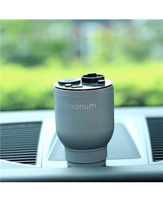 Nanum KXQ01 Car Charger Aroma Diffuser Cup Holder Car Cigarette Lighter Socket Car Air Purifier Dual USB Ports - Gray