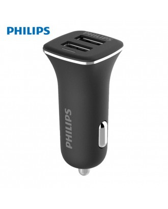 Philips DLP2015 Universal Quick Double USB Car Charger 3.1A With Manganese Steel Material Strong Compatibility - Black