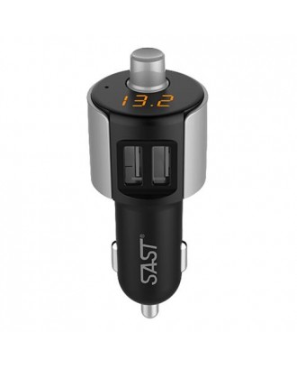 SAST T56 Dual USB Ports Wireless Bluetooth Car Charger MP3 Player FM Transmitter Handsfree Calling with Voltage Diagnostic - Black+Silver