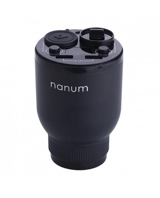 Nanum KXQ01 Car Charger Aroma Diffuser Cup Holder Car Cigarette Lighter Socket Car Air Purifier Dual USB Ports - Black