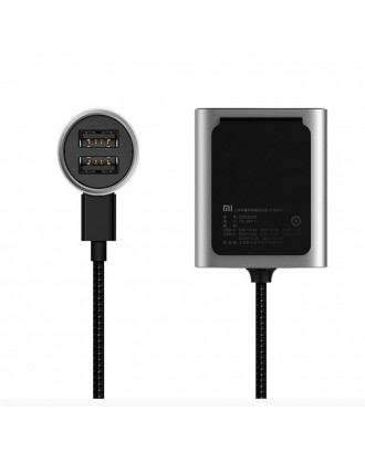 Original Xiaomi Clip-On Car Charger Expansion Device USB-A / USB-C Dual Ports Intelligent Temperature Control - Silver