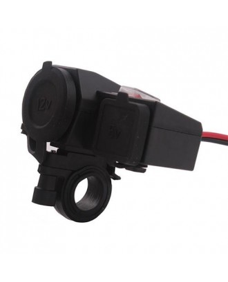 CS-137B1 Motorcycle USB Charger Power Plug Waterproof Cigarette Socket - Black