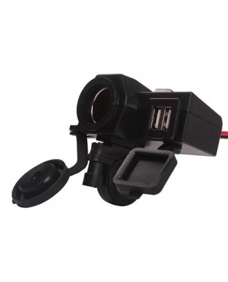 CS-137B1 Motorcycle USB Charger Power Plug Waterproof Cigarette Socket - Black