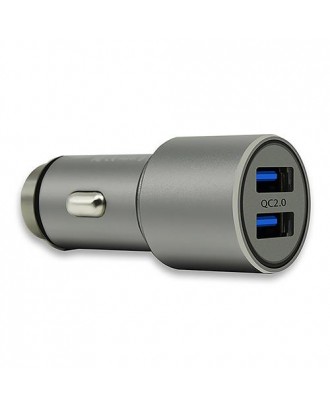 JDB 6600 QC 2.0 Dual USB Quick Charge Smart Car Charger Adapter Car Cigarette Lighter Multi-Protections for Universal Phones - Grey
