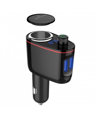 S-06 Car Charger Dual USB 3.0 Ports Bluetooth MP3 Music Player FM Transmitter Cigarette Lighter - Black