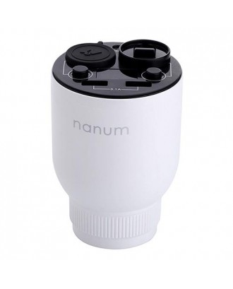 Nanum KXQ01 Car Charger Aroma Diffuser Cup Holder Car Cigarette Lighter Socket Car Air Purifier Dual USB Ports - White