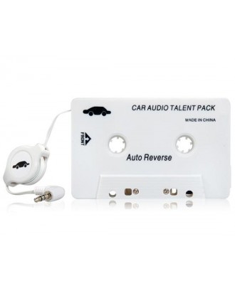 Car Audio Cassette Adapter For MP3 / CD / MD / DVD - White