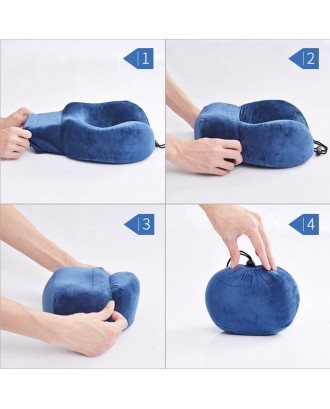 CARSETCITY CS-83086 Car Headrest Portable U Shape Pillow Memory Cotton Neck-protective Pillow Sleeping Pillow - Blue